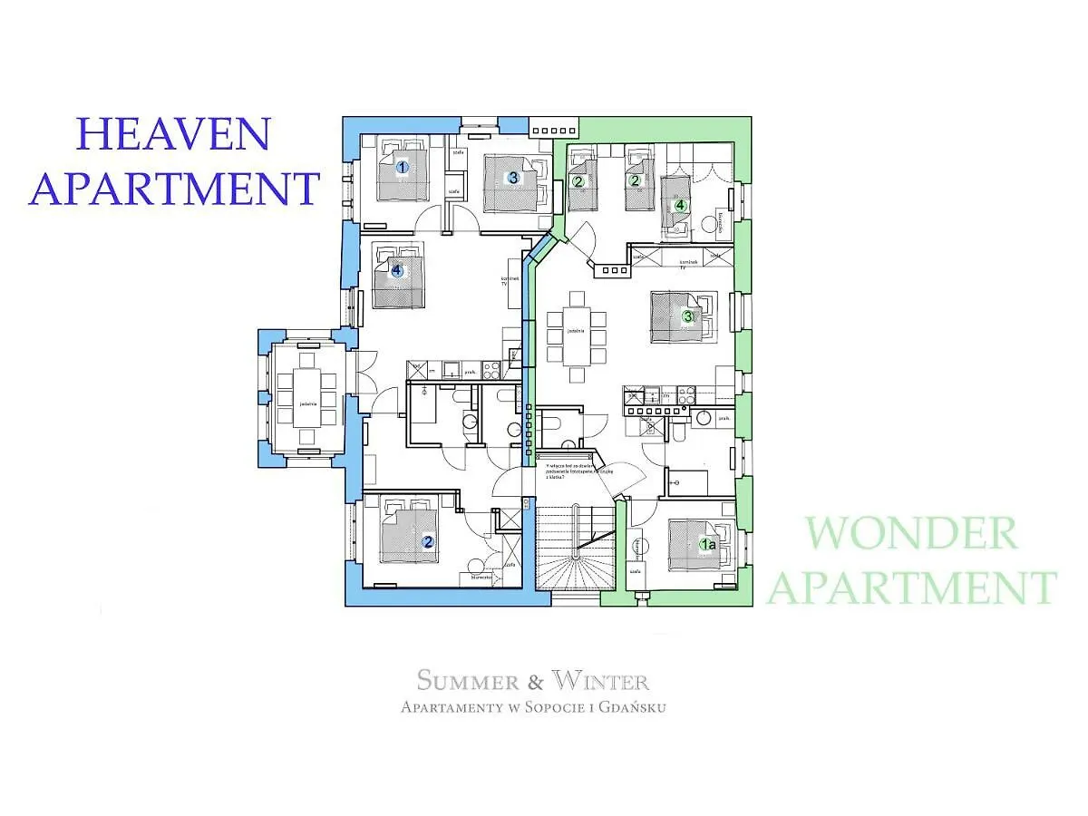 Family Luxury Haven: Dual Apartment Complex near Casino Sopot